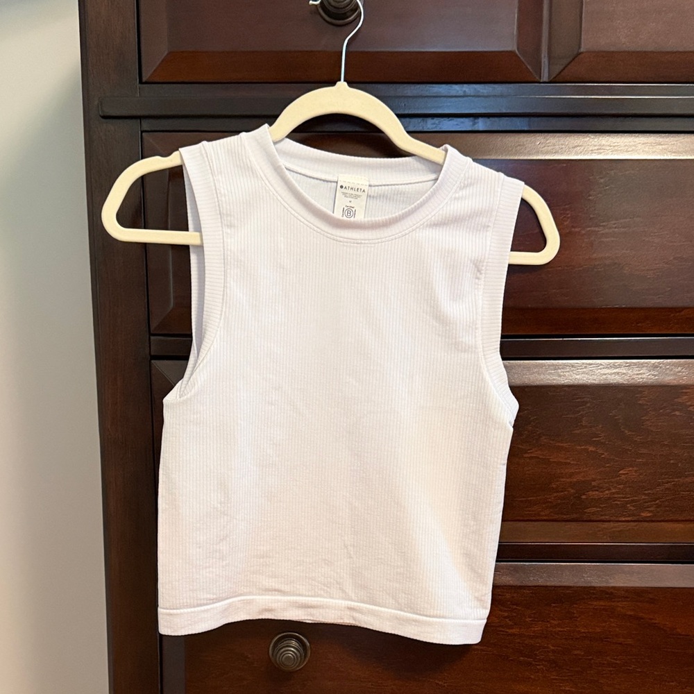 White Sleeveless Ribbed crop Top